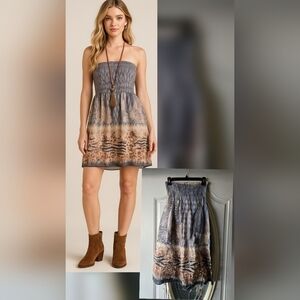 Lapis Anthropologie Boho Print Midi Skirt One Size